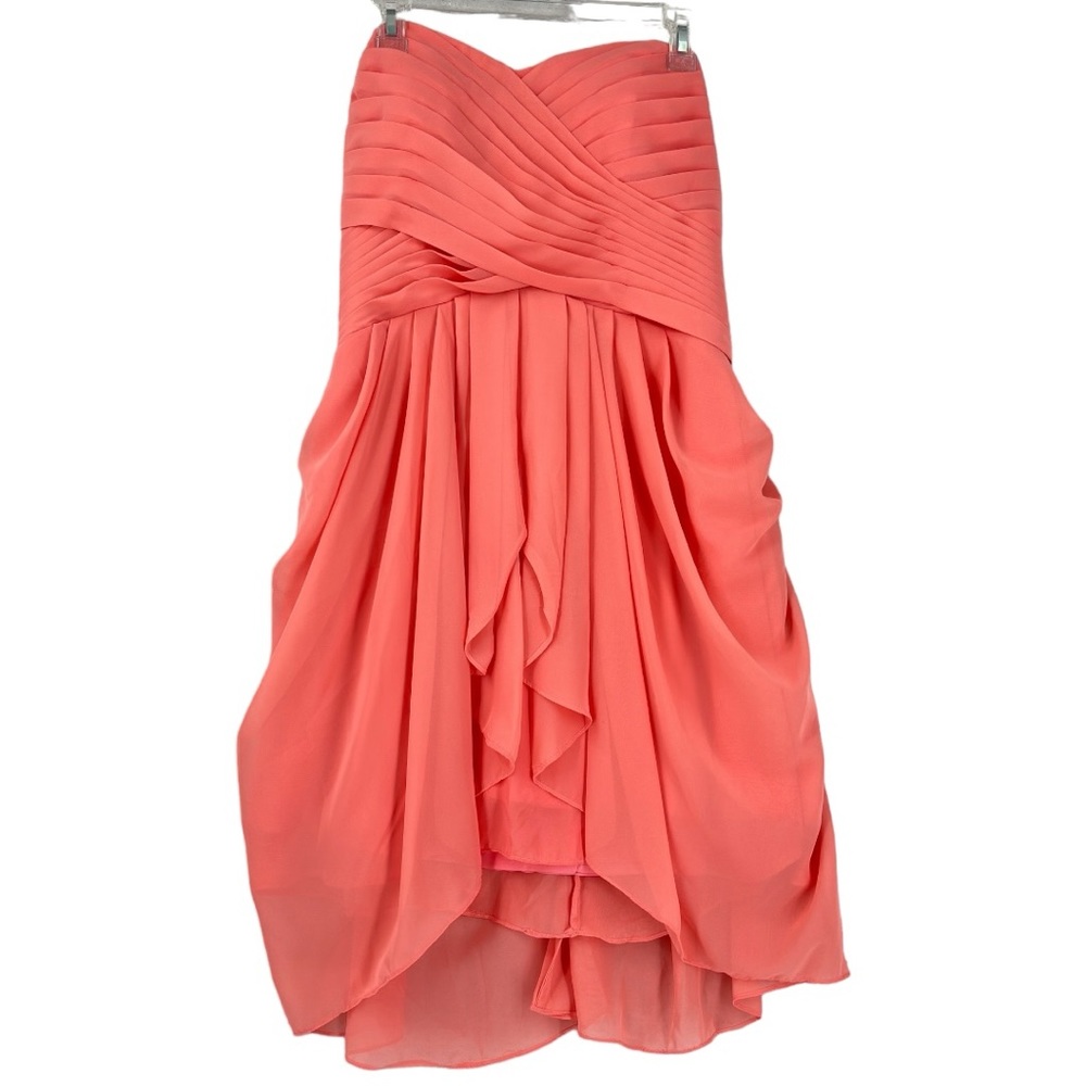 For Your Special Day Women’s Strapless Chiffon Midi Gown Salmon Size 14